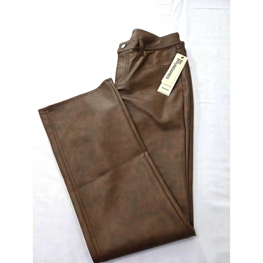 No Boundaries Women's Brown Faux Leather Low Rise Bootcut Pants Size 8 New Retro
